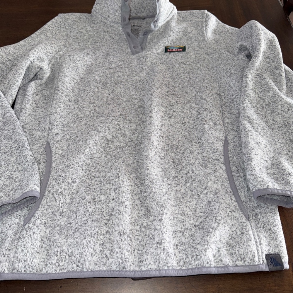 LL Bean 1/4 Snap Sweater Fleece Heathered Gray Hiking Outdoors Womens Medium Reg - Picture 4 of 10